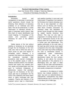 Practical Understanding of Claw Lesions Sarel Van Amstel, BVSc, College of Veterinary Medicine University of Tennessee, Knoxville, TN Introduction Successful control