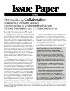 Issue Paper R Formalizing Collaboration Establishing Domestic Violence Memorandums of Understanding Between