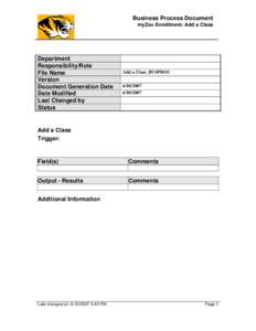 Business Process Document myZou Enrollment: Add a Class Department Responsibility/Role File Name