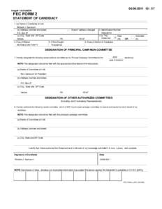 [removed] : 57  Image# [removed]FEC FORM 2 STATEMENT OF CANDIDACY