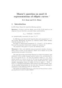 Mazur’s question on mod 11 representations of elliptic curves