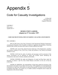 1  Appendix 5 Code for Casualty Investigations A 20/ResDecember 1997