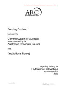 Federation Fellowships Funding Rules - For funding commencing in 2002