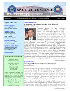 January[removed]DTRA Basic and Applied Research Program Newsletter INSIDE THIS ISSUE