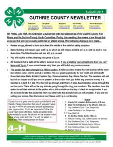 AUGUST[removed]GUTHRIE COUNTY NEWSLETTER Mollie Clark  Emily Seidl