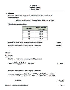 Chemistry 12 Resource Exam A Scoring Guide[removed]marks) In a fume hood, a student reacted copper and nitric acid in a flask according to the following equation: