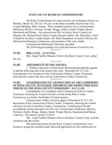 KNOX COUNTY BOARD OF COMMISSIONERS The Knox County Board of Commissioners met in Regular Session on Monday, March 26, 2012 at 1:45 p.m. in the Main Assembly Room of the CityCounty Building, Main Avenue. Those members pre