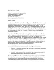 Dated November 12, 2002 Rodney Watson, Assistant Superintendent Louisiana Department of Education Director of Special Education Post Office Box[removed]Baton Rouge, Louisiana[removed]