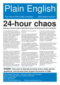 Plain English The voice of Plain English Campaign 2005 Awards Issue[removed]hour chaos