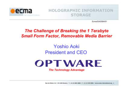 Presentation on Holographic Information Storage
