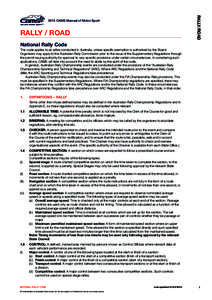 RALLY/ROADCAMS Manual of Motor Sport RALLY / ROAD National Rally Code