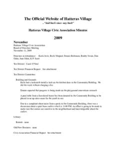 The Official Website of Hatteras Village  ... “laid back since way back”  Hatteras Village Civic Association Minutes