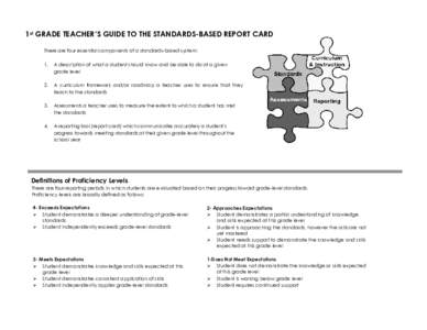 1st GRADE TEACHER’S GUIDE TO THE STANDARDS-BASED REPORT CARD There are four essential components of a standards-based system: 1. A description of what a student should know and be able to do at a given grade level