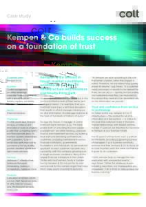 Case study  Kempen & Co builds success on a foundation of trust  Customer name