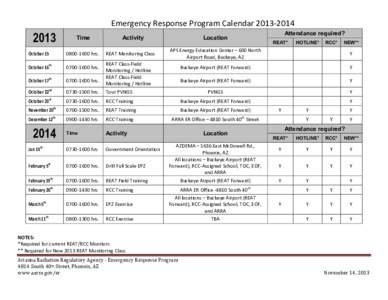 Emergency Response Program Calendar[removed]Time