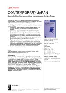 Open Access!  CONTEMPORARY JAPAN Journal of the German Institute for Japanese Studies Tokyo x