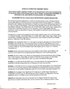 Walla Walla Valley Metropolitan Planning Organization Interlocal Agreement
