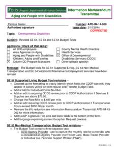 Aging and People with Disabilities Patricia Baxter Authorized signature Topic:  Information Memorandum