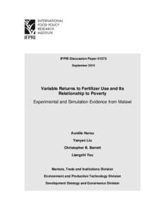 Variable Returns to Fertilizer Use and Its Relationship to Poverty: Experimental and simulation evidence from Malawi
