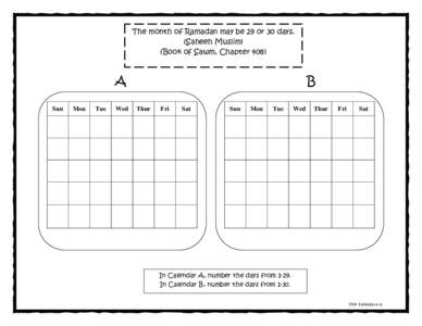 The month of Ramadan may be 29 or 30 days. (Saheeh Muslim) (Book of Sawm, Chapter 408) A Sun