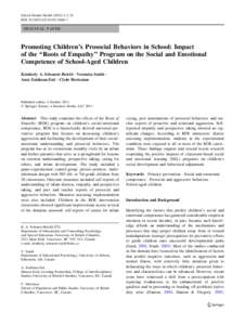 School Mental Health[removed]:1–21 DOI[removed]s12310[removed]ORIGINAL PAPER  Promoting Children’s Prosocial Behaviors in School: Impact