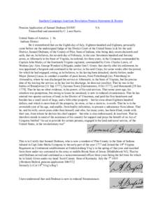 Southern Campaign American Revolution Pension Statements & Rosters Pension Application of Samuel Dedman S35887 Transcribed and annotated by C. Leon Harris. VA