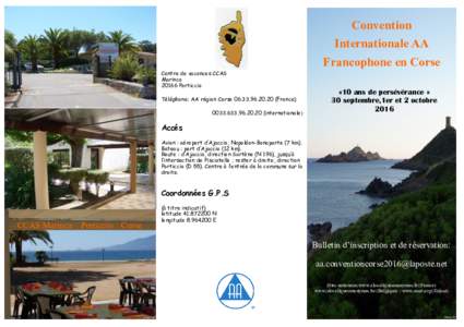Convention Internationale AA Francophone en Corse Centre de vacances CCAS MarincaPorticcio
