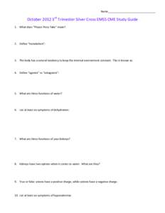 February 2012 1st Trimester Silver Cross EMSS Study Guide