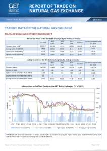 REPORT OF TRADE ON NATURAL GAS EXCHANGE UAB GET Baltic Report of Trade on Natural Gas Exchange Q2 of 2015