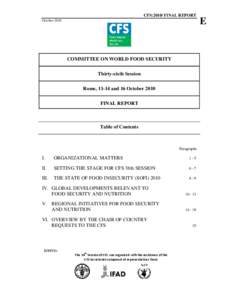 CFS:2010/ FINAL REPORT October 2010 COMMITTEE ON WORLD FOOD SECURITY Thirty-sixth Session Rome, 11-14 and 16 October 2010