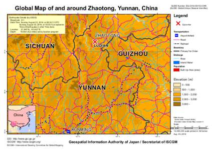 Global Map of and around Zhaotong, Yunnan, China  GLIDE Number: EQ[removed]CHN (GLIDE: Global Unique Disaster Identifier)  ®