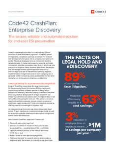 SOLUTION OVERVIEW  Code42 CrashPlan: Enterprise Discovery The secure, reliable and automated solution for end-user ESI preservation