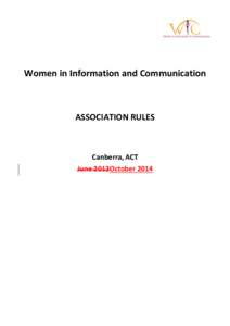 Women in Information and Communication  ASSOCIATION RULES Canberra, ACT June 2012October 2014