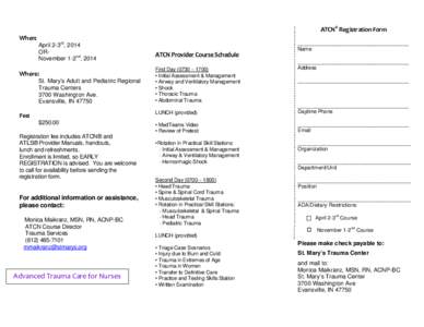 ATCN® Registration Form When: April 2-3rd, 2014 ORNovember 1-2nd, 2014  Where: