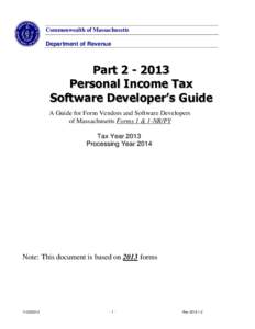 Commonwealth of Massachusetts Department of Revenue Part[removed]Personal Income Tax Software Developer’s Guide