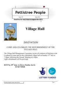 Pettistree People Issue 58 June[removed]Deadline for next issue is August 6th 2012