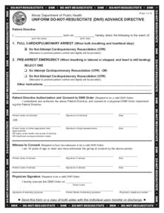 • DO-NOT-RESUSCITATE • DNR • DO-NOT-RESUSCITATE • DNR • DO-NOT-RESUSCITATE • DNR • DO-NOT-RESUSCITATE • DNR •  (Page 1 of 2) Illinois Department of Public Health