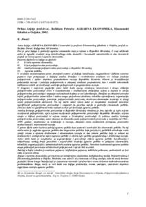 ISSNUDK = 338.43:072) Prikaz knjige prof.dr.sc. Božidara Petrača: AGRARNA EKONOMIKA, Ekonomski fakultet u Osijeku, 2002. K. Zmaić