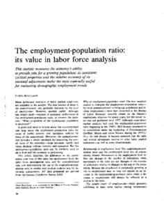 The employment-population ratio: its value in labor force analysis