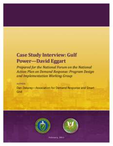 Case Study Interview: Gulf Power—David Eggart Prepared for the National Forum on the National Action Plan on Demand Response: Program Design and Implementation Working Group AUTHOR:
