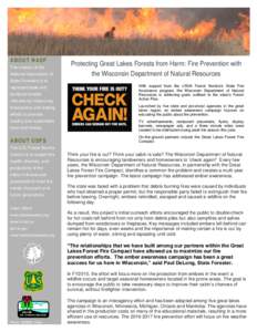 ABOUT NASF The mission of the National Association of Protecting Great Lakes Forests from Harm: Fire Prevention with the Wisconsin Department of Natural Resources