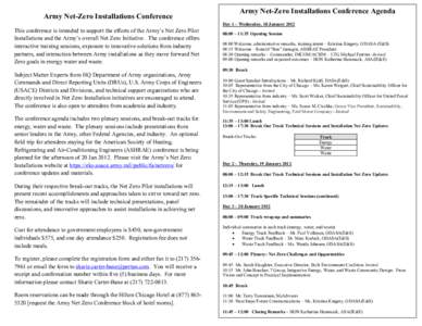 Army Net Zero Installation Conference Flyer