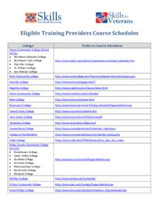 Eligible Training Providers Course Schedules College Paths to Course Schedules  Alamo Community College District