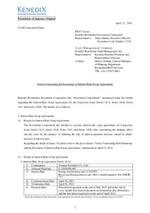 Microsoft Word - 20150427_Notice Concerning the Execution of Interest-Rate Swap Agreements_final