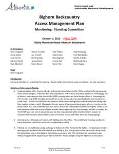 Environment and Sustainable Resource Development Bighorn Backcountry Access Management Plan Monitoring: Standing Committee