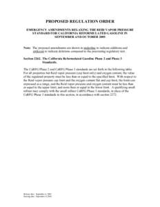 Rulemaking: [removed]Proposed Regulation Order for Emergency Regulation RVP Standard