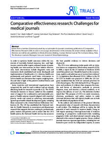 Comparative effectiveness research: Challenges for medical journals