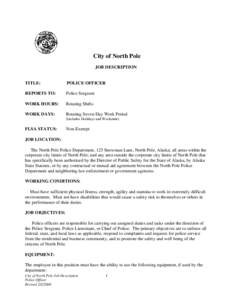 City of North Pole JOB DESCRIPTION TITLE:  POLICE OFFICER