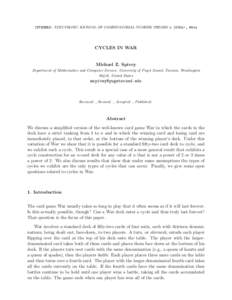 INTEGERS: ELECTRONIC JOURNAL OF COMBINATORIAL NUMBER THEORY x (200x), #Axx  CYCLES IN WAR Michael Z. Spivey Department of Mathematics and Computer Science, University of Puget Sound, Tacoma, Washington