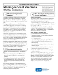 Vaccine Information Statement: Meningococcal Vaccines: What you need to know